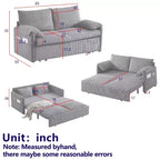 Divano letto convertibile 3-in-1 in velluto a coste da 64,5 pollici con letto estraibile