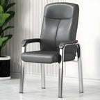 Sedia da ufficio HomeyFad moderna in pelle e metallo a 4 gambe con braccioli