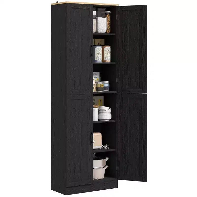 HOMCOM Dispensa da Cucina Autoportante da 170 cm, Armadietto Contenitore a 4 Ante con Ripiani Regolabili e Porte