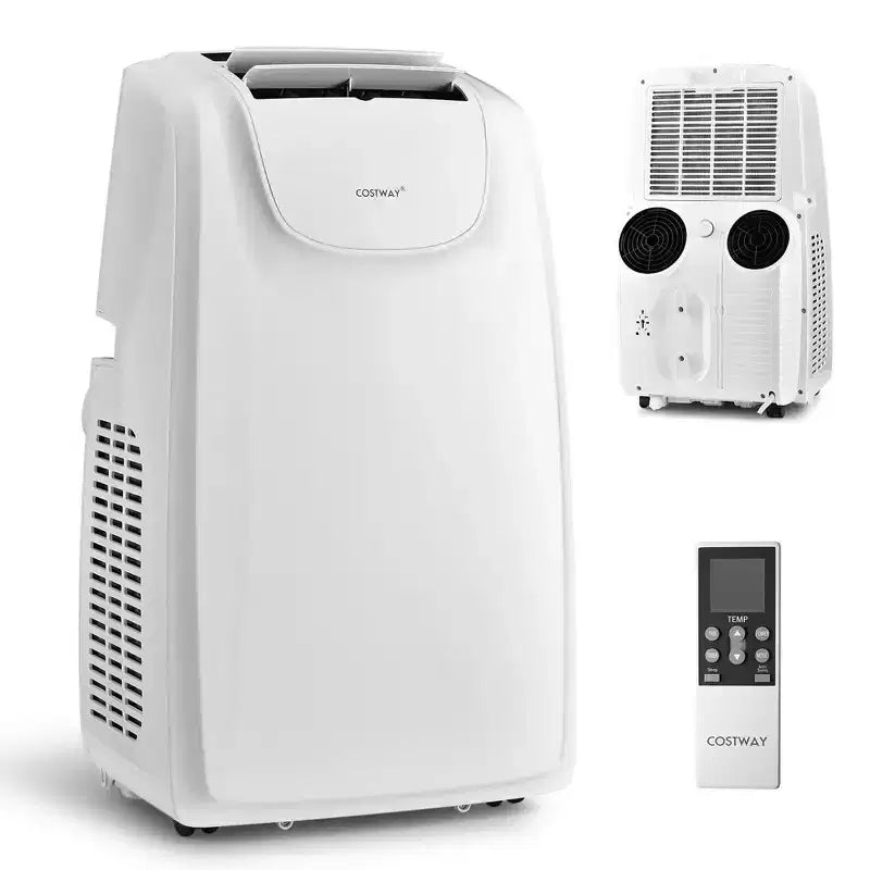 Costway Climatizzatore Portatile a Doppio Tubo 8000 BTU (11.500 BTU ASHRAE) Unità AC 3-in-1 con Telecomando