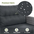 Set da esterni in rattan con tavolo regolabile, poltrone reclinabili e 2 pouf