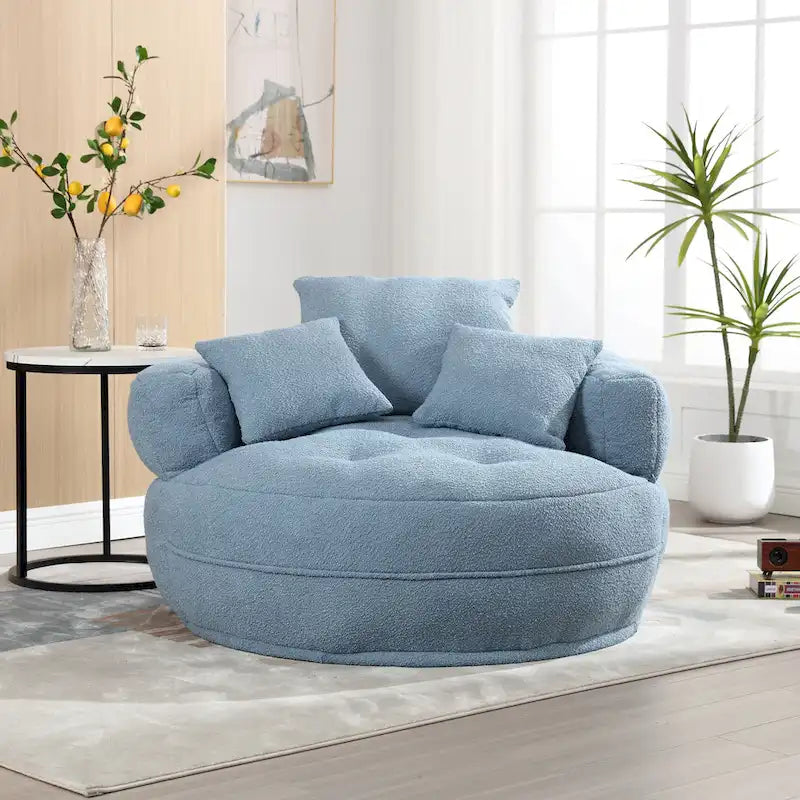Poltrona Divano Pigro Rotondo – Bianco/Blu/Grigio/Giallo/Arancione/Rosarossa/Blu Scuro/Verde, Posto Singolo e Coppia