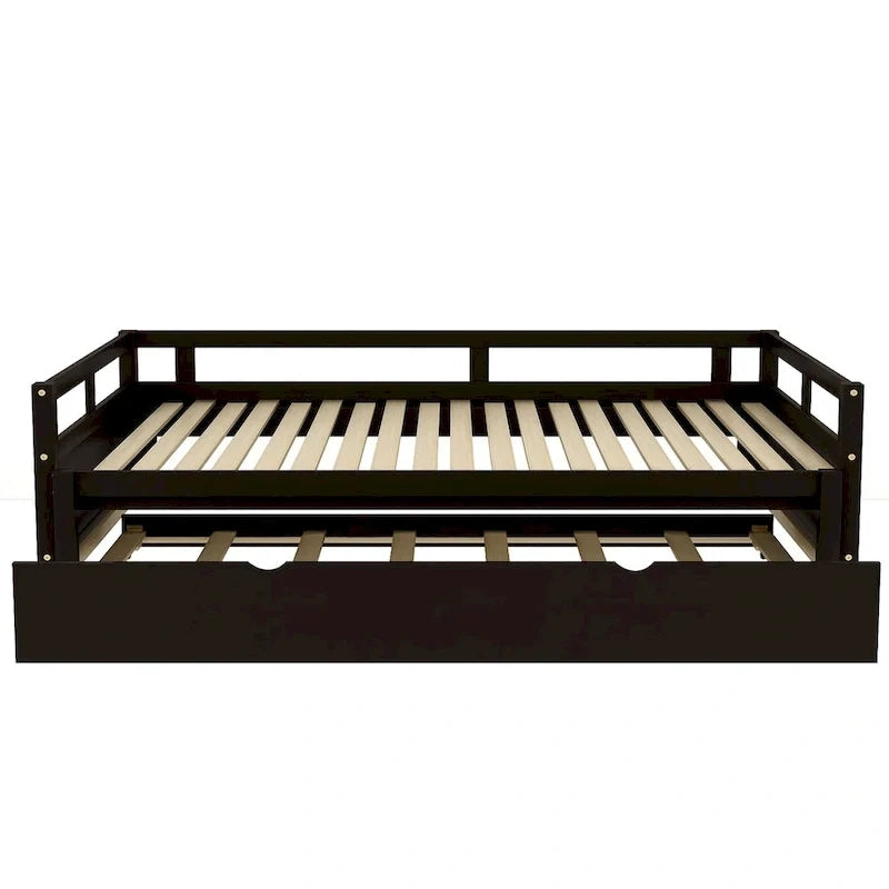 Letto a giorno estensibile con letto estraibile, Letto a giorno in legno con letto estraibile
