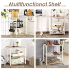 Scaffale da Cucina a 3 Livelli Costway, Carrello per Forno a Microonde con Gancio