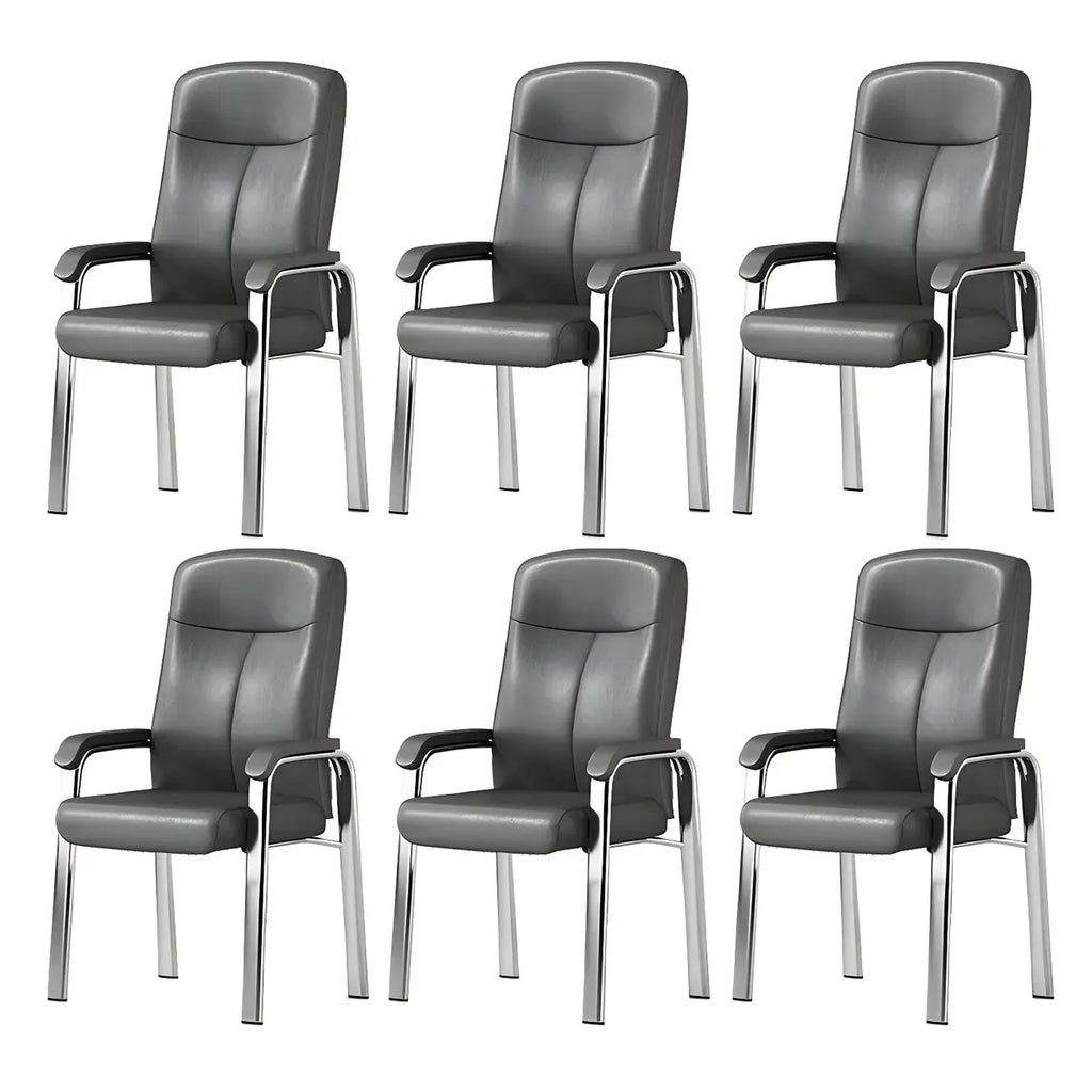 Sedia da ufficio HomeyFad moderna in pelle e metallo a 4 gambe con braccioli