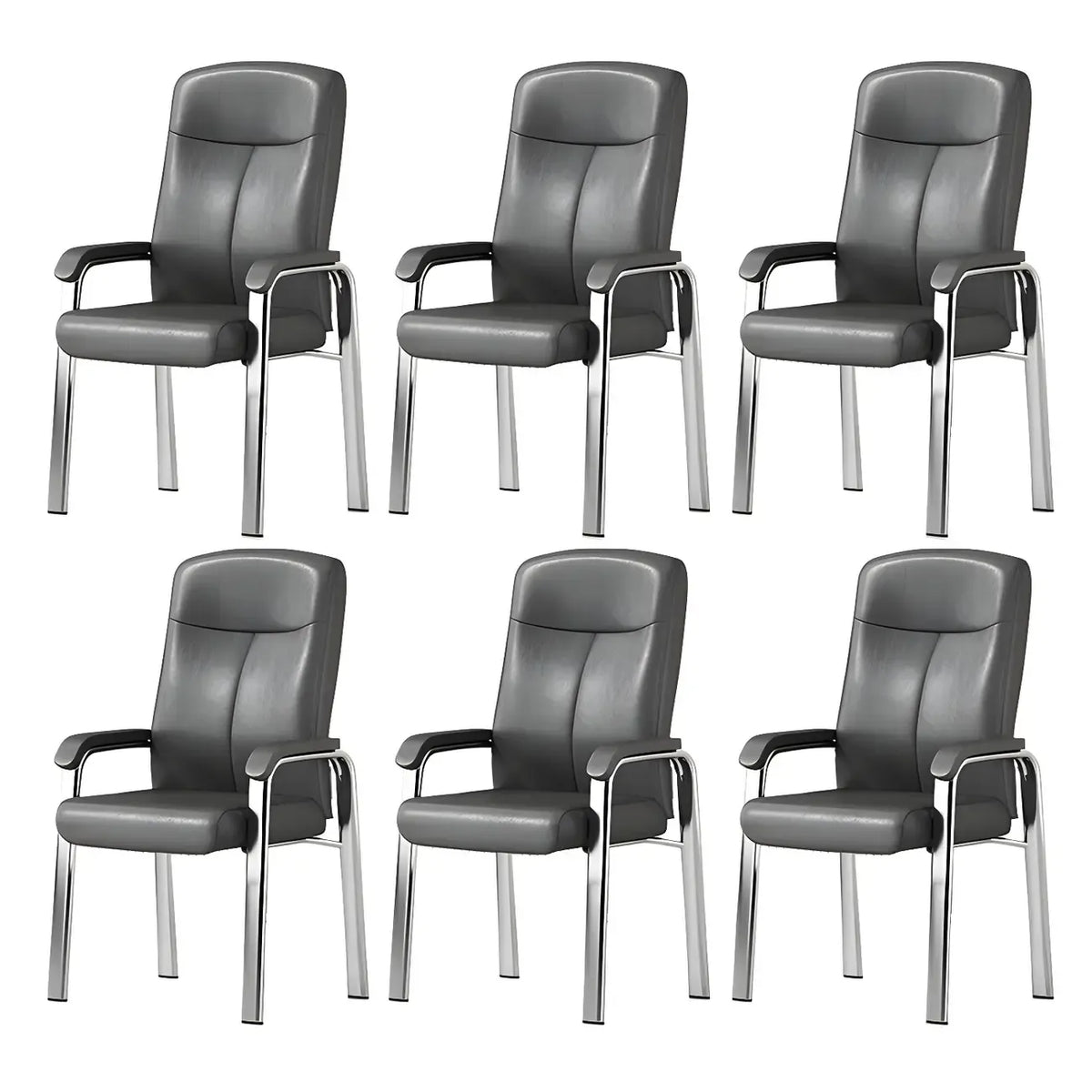 Sedia da ufficio HomeyFad moderna in pelle e metallo a 4 gambe con braccioli