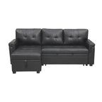 Divano componibile convertibile reversibile con letto estraibile, chaise longue con contenitore nascosto e gambe durevoli