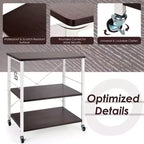 Scaffale da Cucina a 3 Livelli Costway, Carrello per Forno a Microonde con Gancio