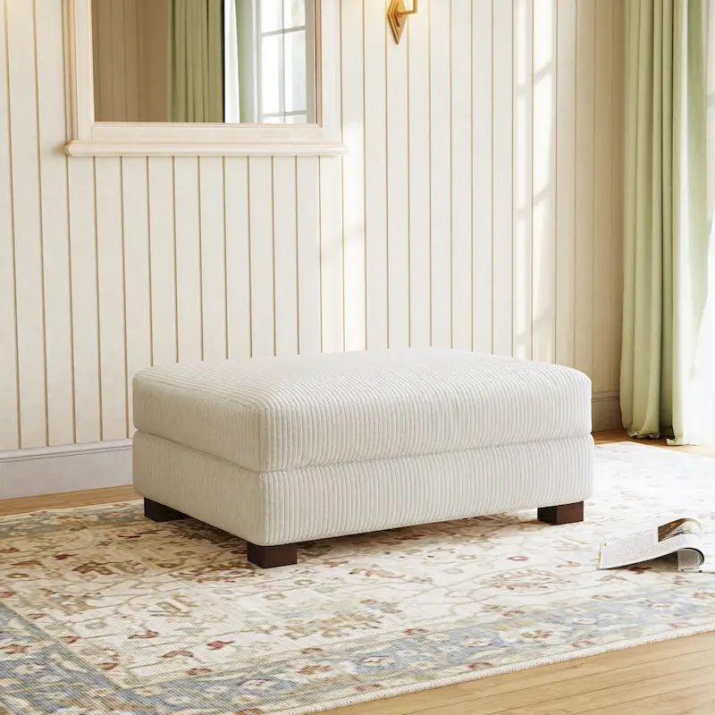 Pouf Ottomano Accento Oversize in Velluto a Coste Moderno