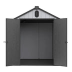 Casetta da giardino in resina per esterni, in plastica, per tutte le stagioni, con pavimento, 6 x 4 piedi/6 x 8 piedi/8 x 6 piedi/8 x 10 piedi, Spire Tool Shed