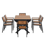 Set da pranzo da esterno allungabile a 7 pezzi con tavolo allungabile e 6 sedie con braccioli