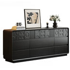Comò in legno stile Art Déco con intagli geometrici