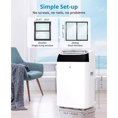 Condizionatori Portatili da 14.000 BTU, per ambienti fino a 70 m², 3-in-1 con Raffreddamento, Deumidificazione e Ventilazione, con Telecomando