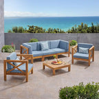 Set da conversazione Brava da 6 pezzi per esterni in legno di acacia di Christopher Knight Home