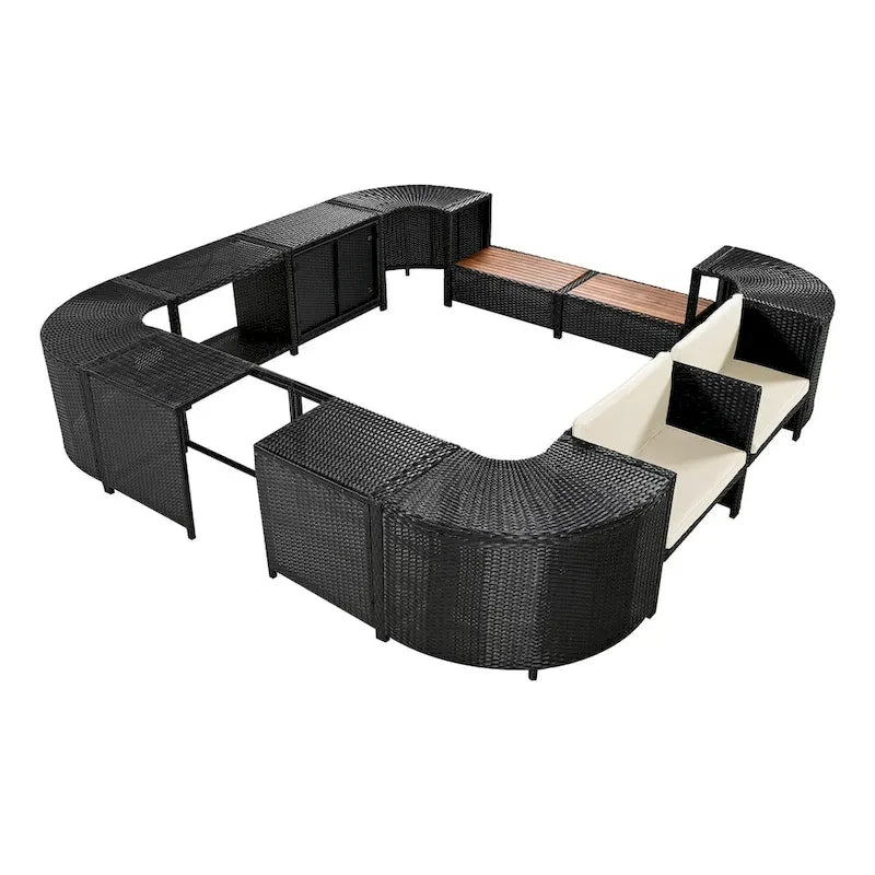 Cornice per Spa, Struttura per Spa Quadrilatera, Divano Sezionale da Esterno in Rattan
