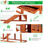 AECOJOY Pollaio grande da 365 cm con recinto, gabbia per pollame in legno