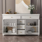 59.1'' Credenza Buffet Bianco Laccato Mid-Century Modern Contemporaneo