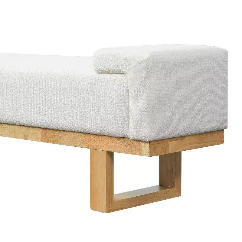Panca imbottita in boucle Paulina Modern Rubberwood Christopher Knight Home