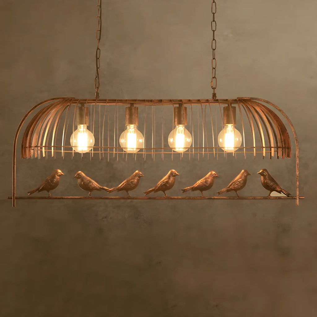 Lampadario da cucina a sospensione industriale in metallo a forma di gabbia per uccelli
