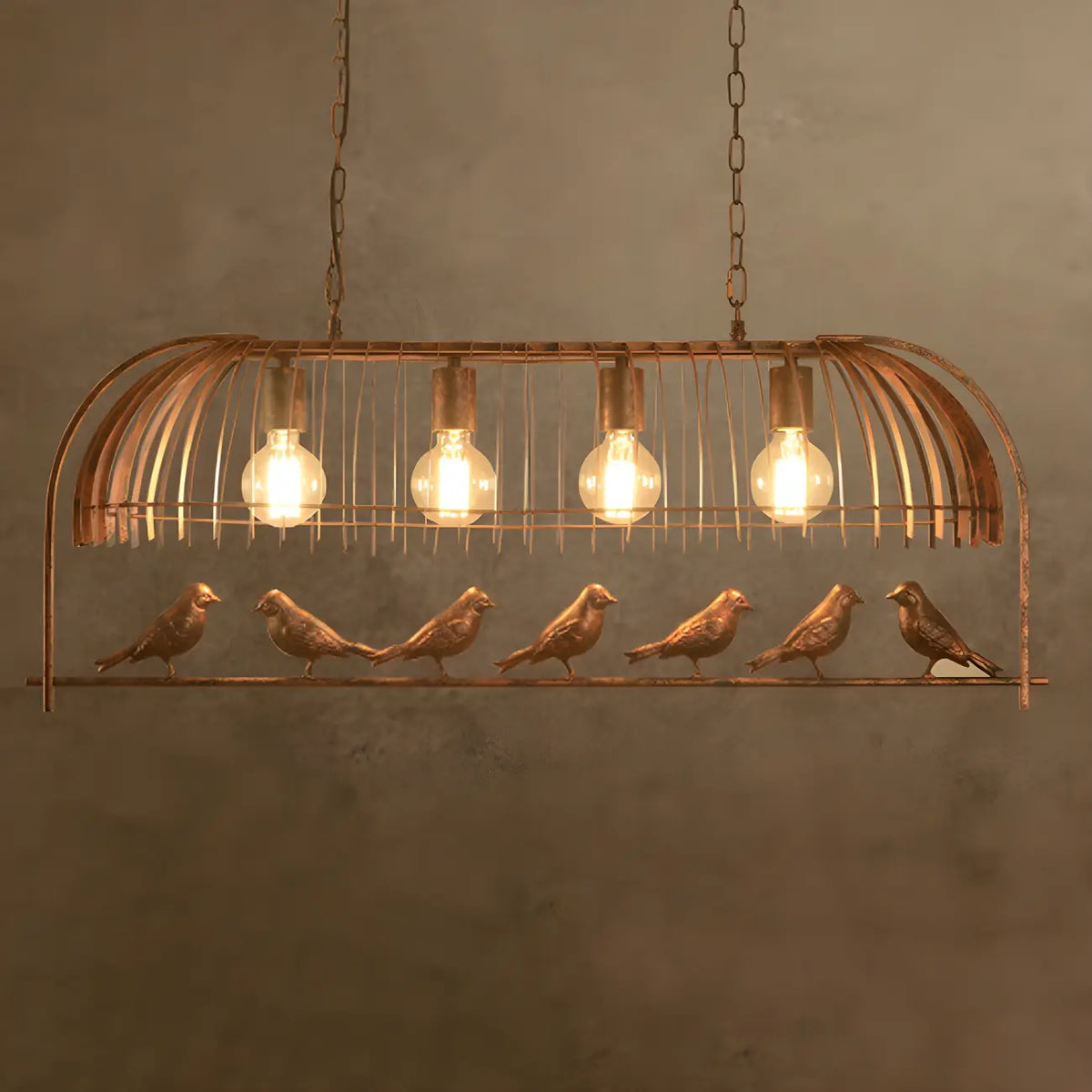 Lampadario da cucina a sospensione industriale in metallo a forma di gabbia per uccelli