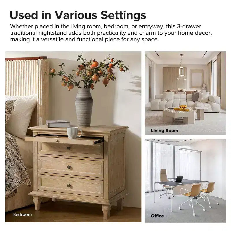 Giorgio 3 - Tavolino con cassetti e prese integrate Set di 2|HULALA HOME