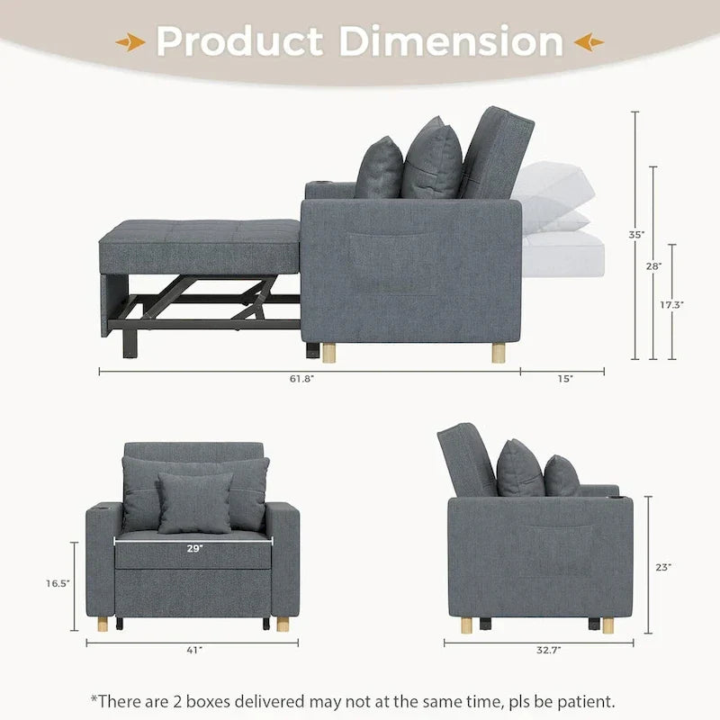 Poltrona Letto Trasformabile Regolabile, 3-in-1, Diversi Colori, Adatta a 1 Persona