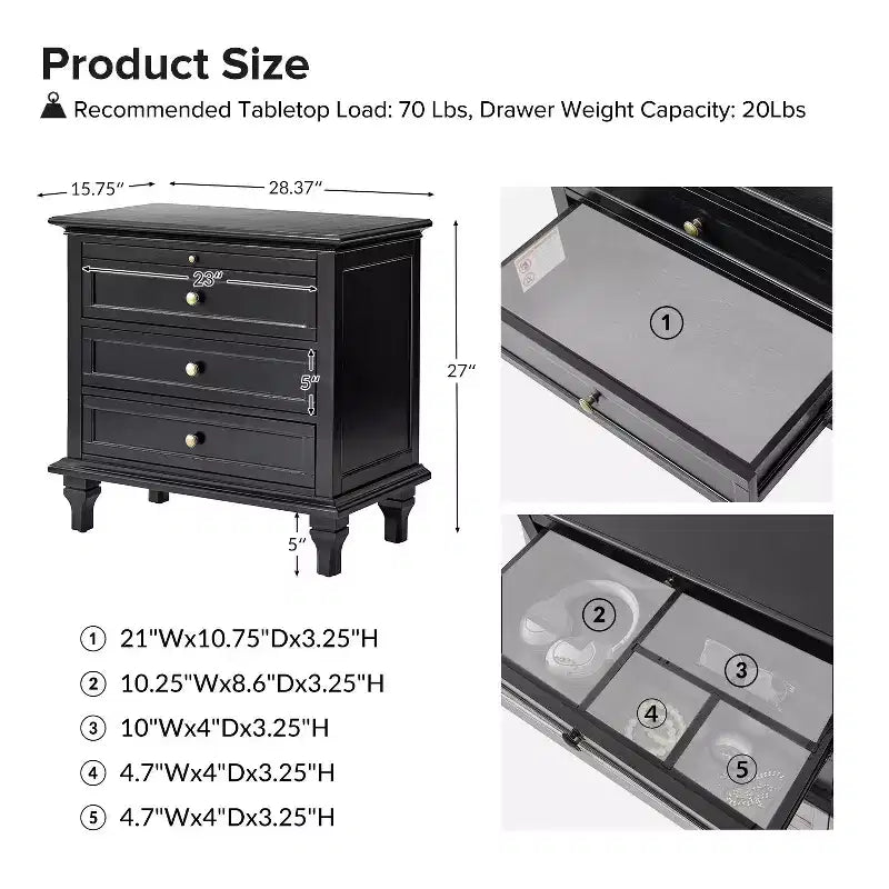 Giorgio 3 - Tavolino con cassetti e prese integrate Set di 2|HULALA HOME