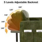Divano letto estraibile 2 in 1 con chaise longue contenitore, divano sezionale in ciniglia con porte USB per soggiorno