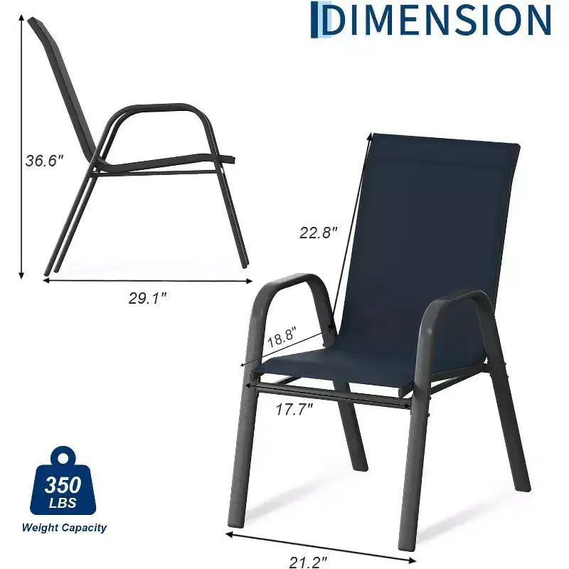 Sedie da patio, Set di 4/6 sedie da pranzo impilabili per esterni in textilene leggero per tutte le stagioni con braccioli per cortile, bordo piscina