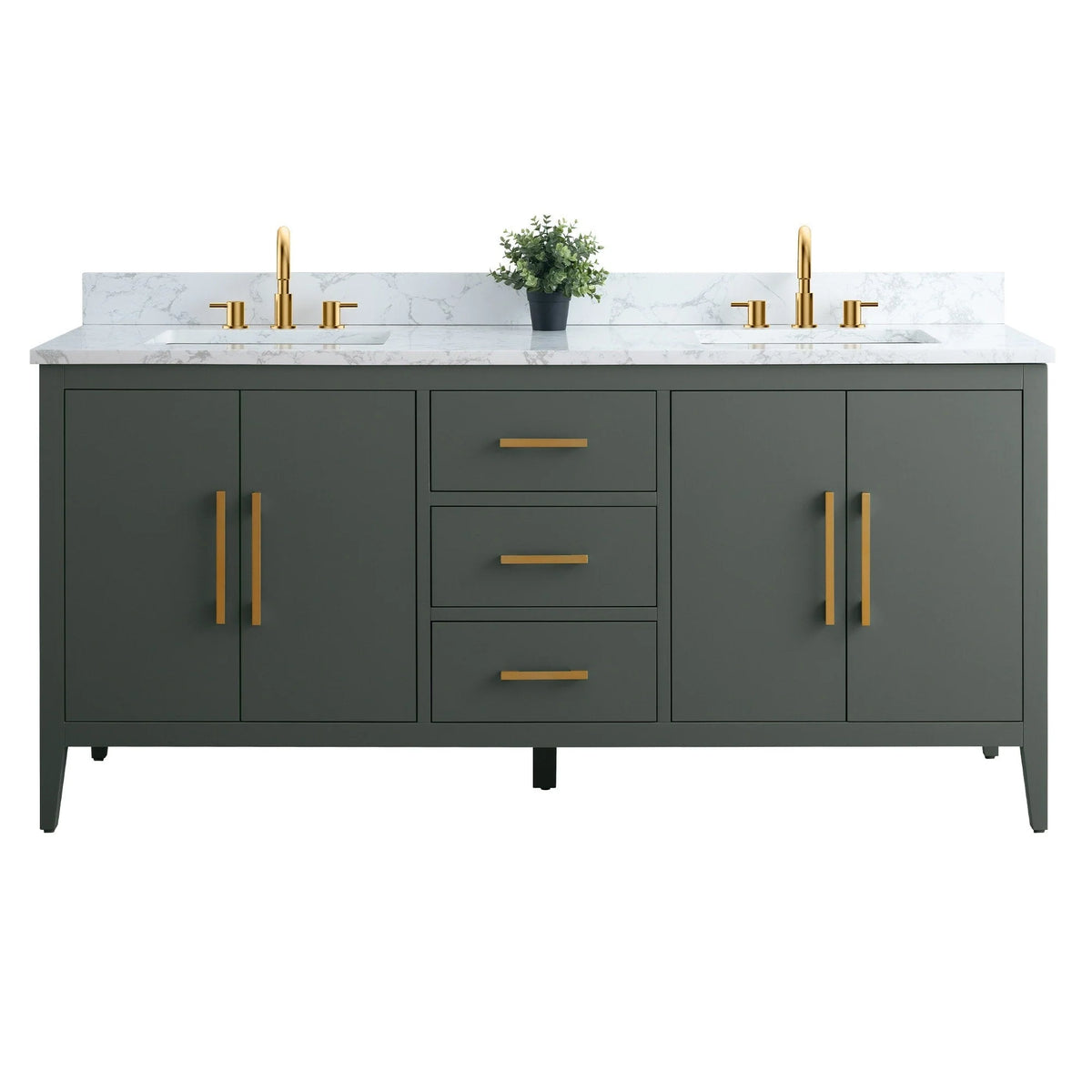 Mobile lavabo doppio Vanity Art 72 per bagno, con top in marmo tecnico