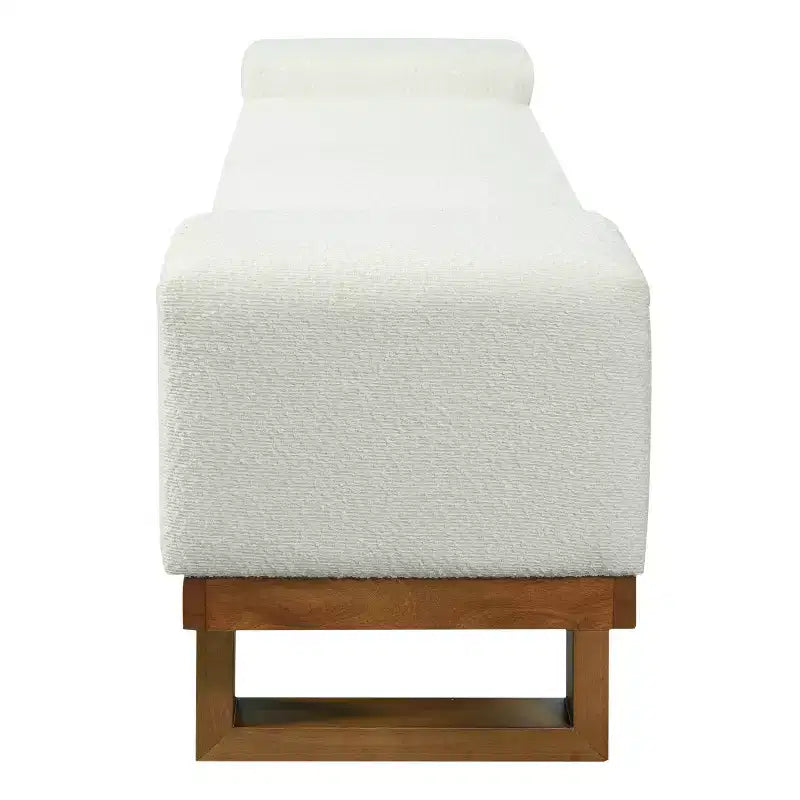 Panca imbottita in boucle Paulina Modern Rubberwood Christopher Knight Home