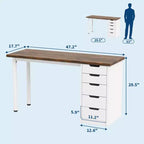 Scrivania per computer da 47 pollici con 5 cassetti, tavolo da studio/scrittura moderno rustico reversibile, postazione di lavoro per ufficio domestico per piccoli spazi