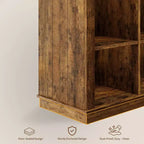 Libreria organizer a 8 cubi, libreria orizzontale rustica, libreria in legno da 62 pollici per ingresso, librerie lunghe e basse per soggiorno