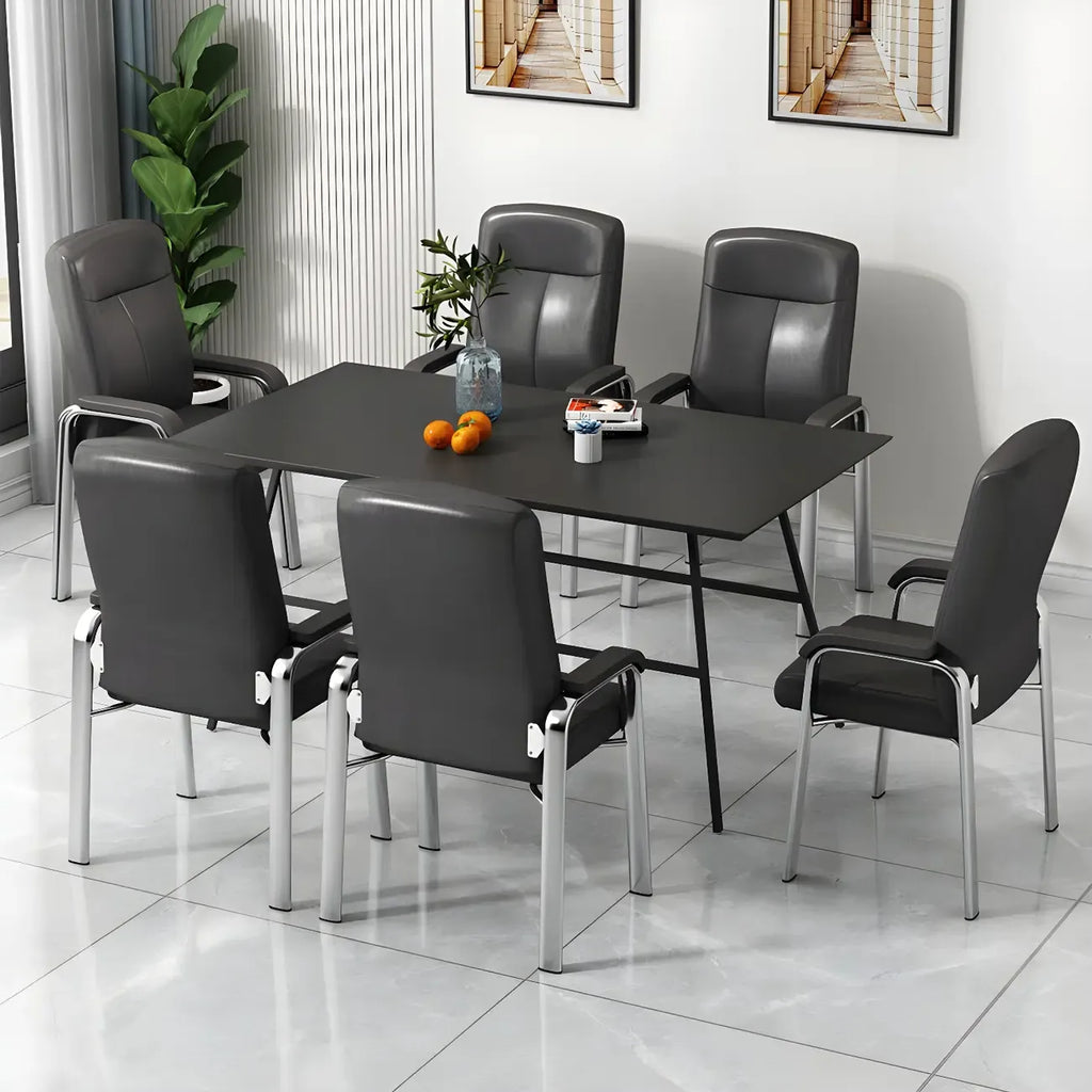 Sedia da ufficio HomeyFad moderna in pelle e metallo a 4 gambe con braccioli