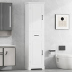 Mobile bagno da terra con 2 ante, ripiani regolabili e scomparti sulla porta, organizer alto per bagno