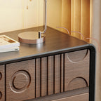 Comò in legno stile Art Déco con intagli geometrici