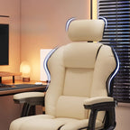 Sedia direzionale ergonomica in pelle gialla con schienale alto