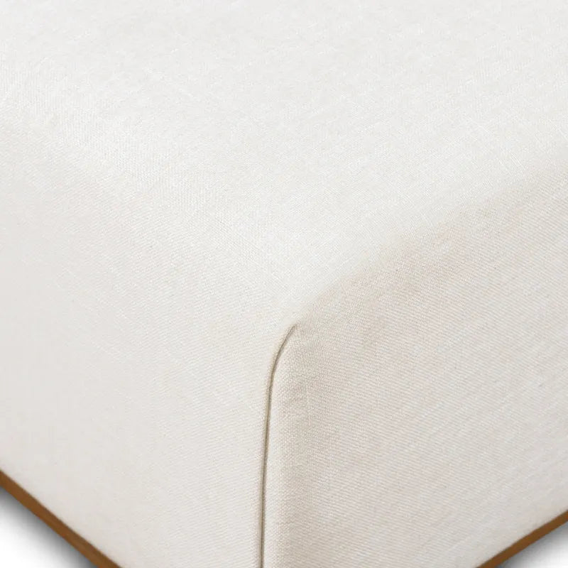 Poly & Bark Pouf Jarmo con Tavolino Regolabile in Noce - Vera Pelle Italiana Pieno Fiore