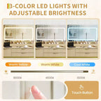 Toeletta con specchio e luci, specchio con LED integrati, ampi cassetti portaoggetti per cosmetici e prodotti da bagno