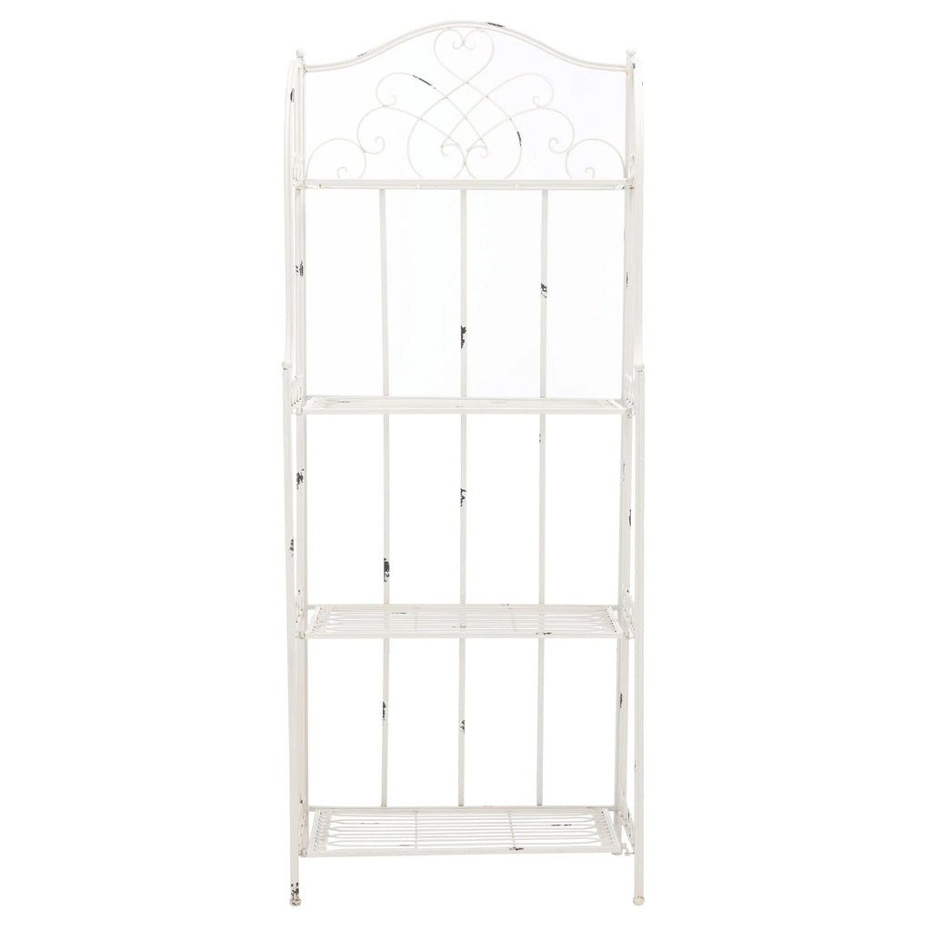 SAFAVIEH Bryn Étagère de boulanger d'extérieur victorienne en fer forgé à 4 niveaux - 63,5 cm l x 38,1 cm P x 160 cm H - 25L x 15P x 63H