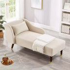 Chaise Longue Moderna in Velluto, Chaise Longue Imbottita con Bracciolo Curvo, Divano Letto per Camera da Letto, Ufficio, Soggiorno