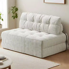 Divano Letto Futon Pieghevole in Velluto a Coste, Sedia Convertibile da Terra con Cuscino e Supporto per la Schiena