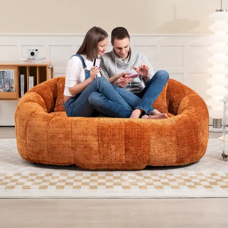 GDFStudio - Divano Pigro a 2 Posti Laurel in ciniglia con Schiuma ad Alta Densità e Comfort Sovradimensionato