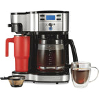 Macchina da caffè 2 in 1 da 12 tazze con caraffa in vetro e singola porzione, Pausa e Servi automatico, Nera