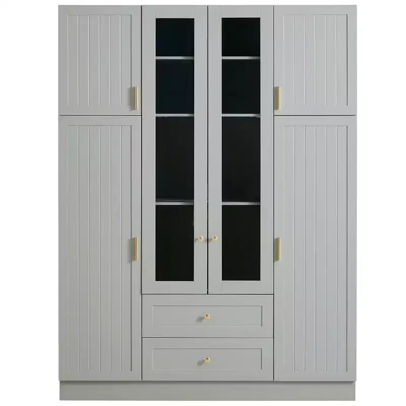 Whisen Dispensa da Cucina Autoportante 71''H, Grande Armadio Contenitore per Sala da Pranzo Credenze con 6 Ante, Ripiani Regolabili