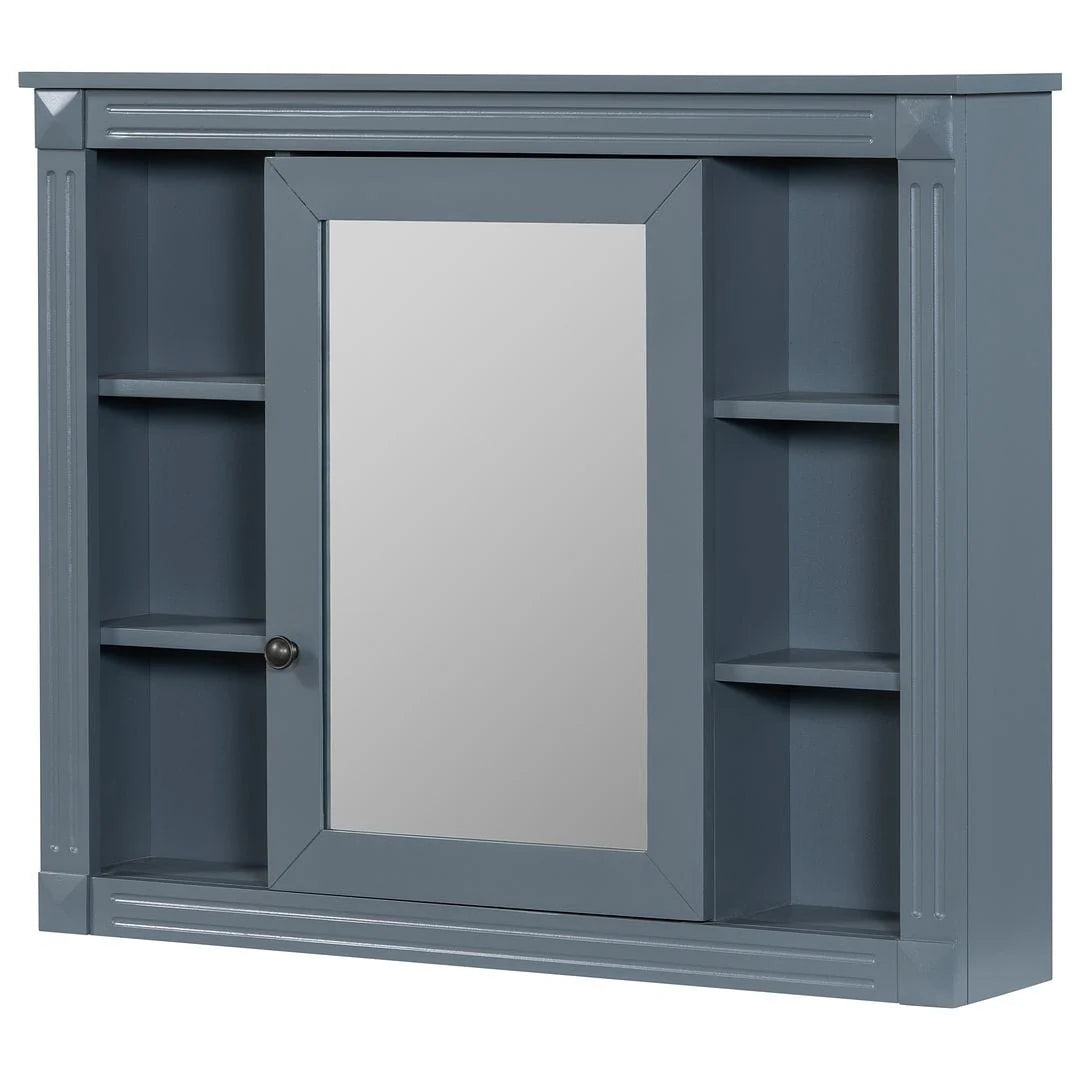 Mobile bagno moderno da 90 cm con lavabo integrato e specchiera, 2 ante e 2 cassetti