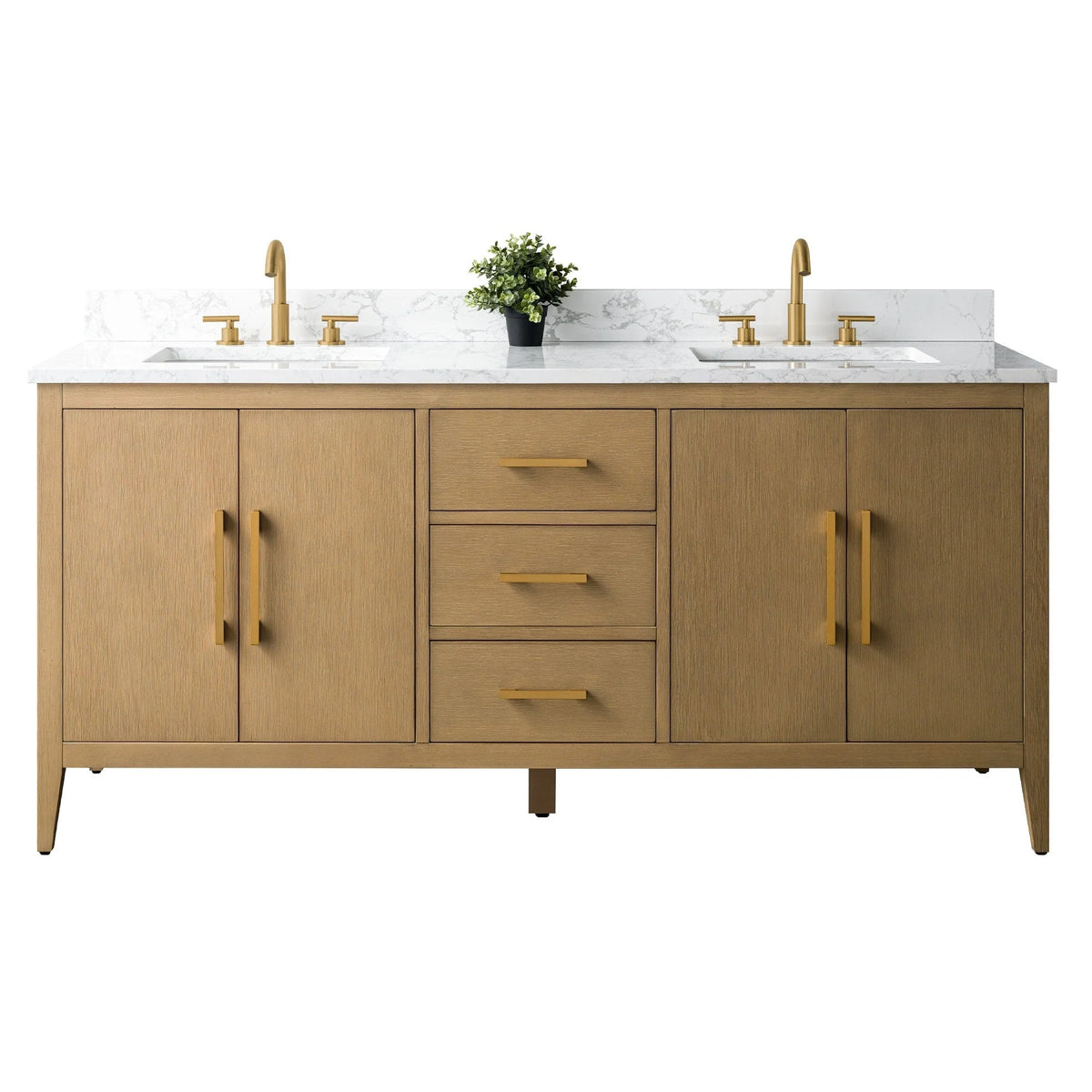 Mobile lavabo doppio Vanity Art 72 per bagno, con top in marmo tecnico