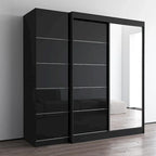 Armadio a 2 ante con specchio, frontale in vetro, 2 persone (grigio / nero / bianco)