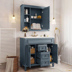 Mobile bagno moderno da 90 cm con lavabo integrato e specchiera, 2 ante e 2 cassetti