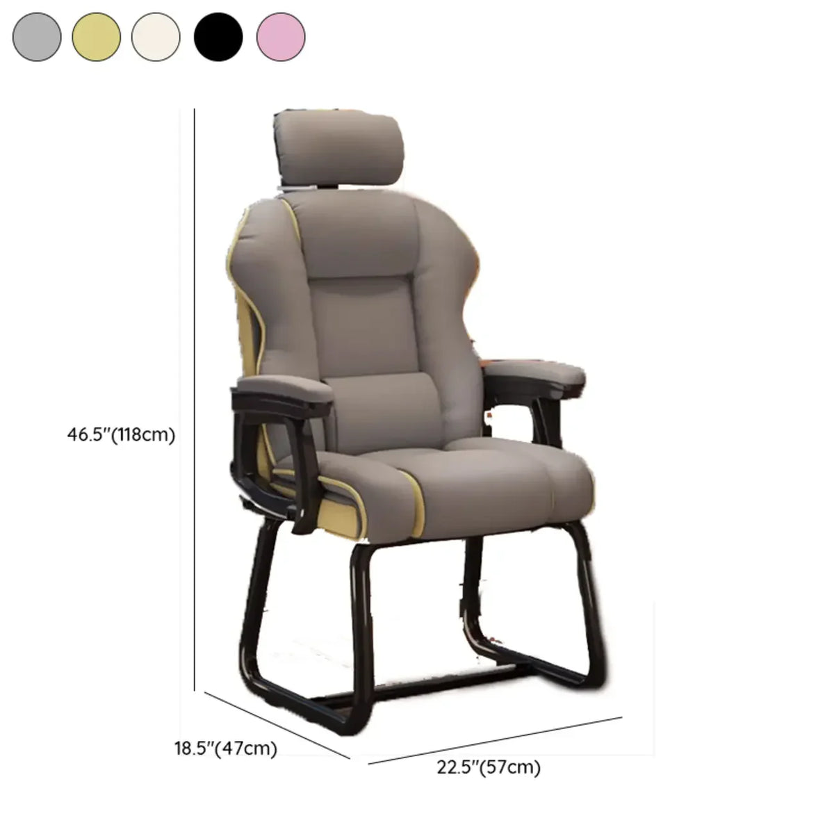 Sedia direzionale ergonomica in pelle gialla con schienale alto